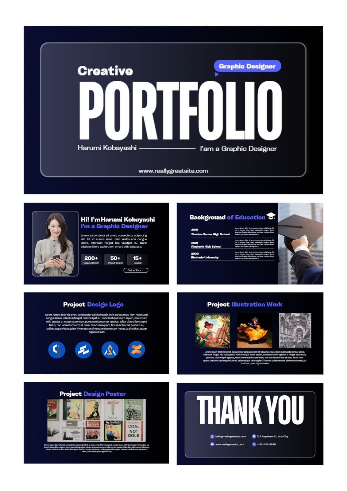 Dark Blue Graphic Design Portofolio Presentations