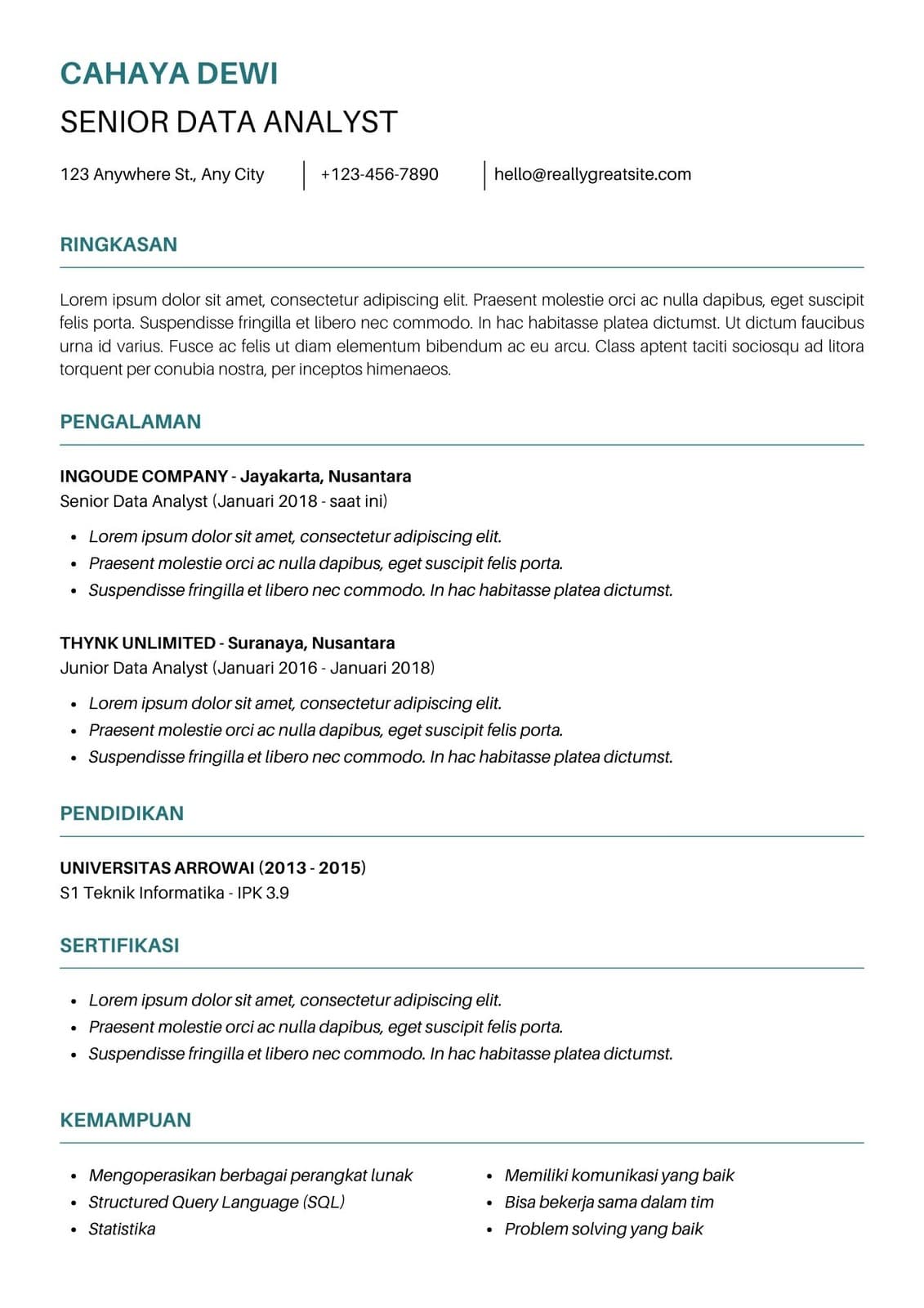 Black and White Simple Professional Resume CV
